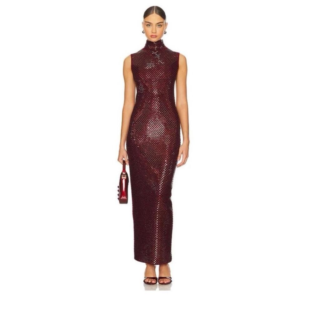 Retrofete Women's Lust Sparkle Embellished Mock Neck Bodycon Dress Size L NWT
